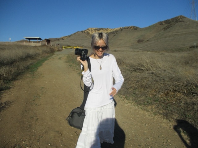 walking on campus at sunset